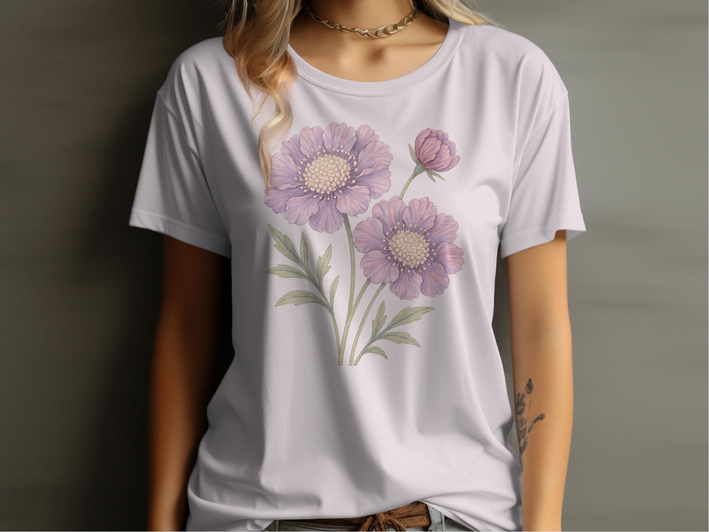 Purple Blossoms Graphic Art Flower Tee Shirt product