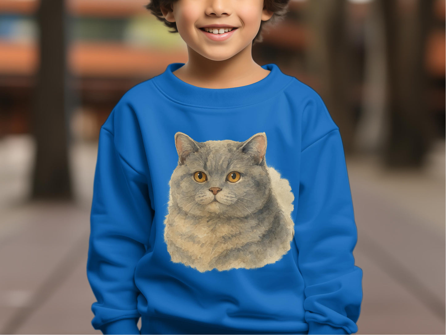 Adorable Cat Face Print Kids Sweatshirt product type
