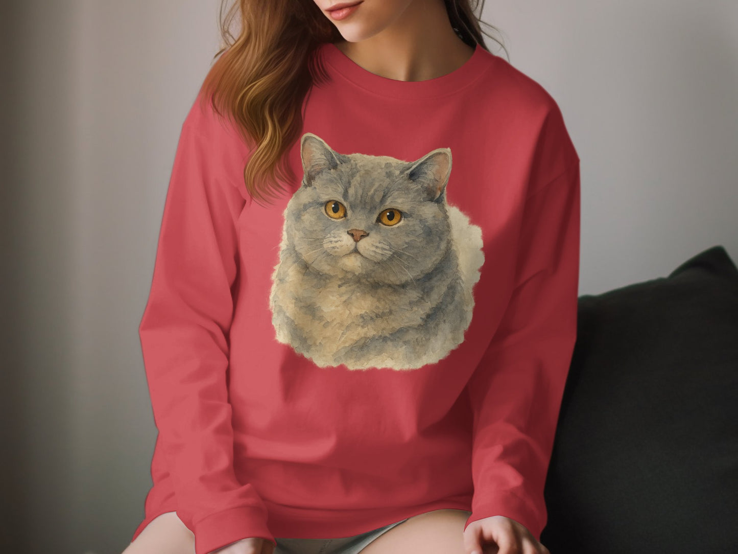 Realistic Cat Face Long Sleeve Shirt product