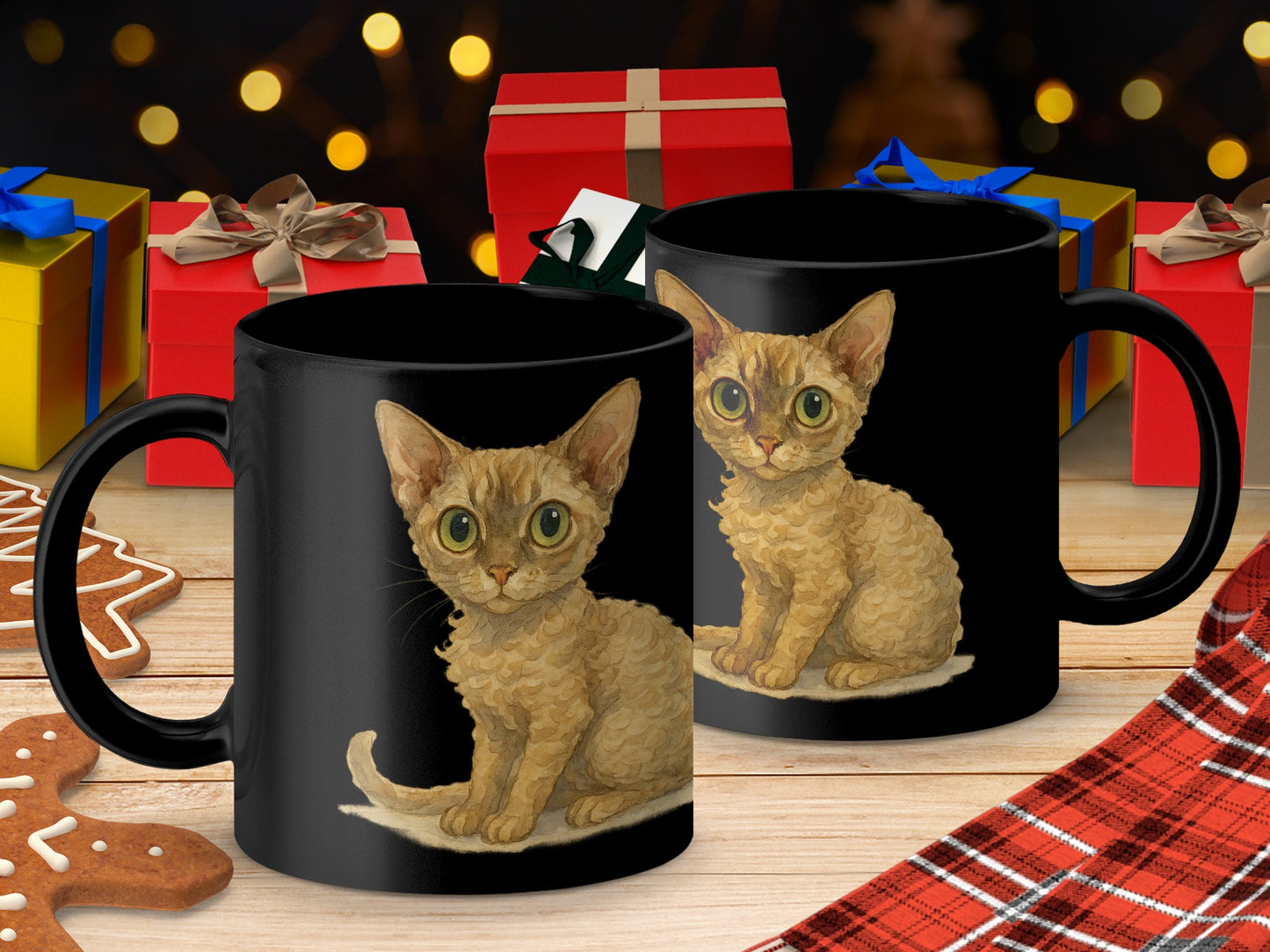 Cute Cat Illustration Black Coffee Mug product