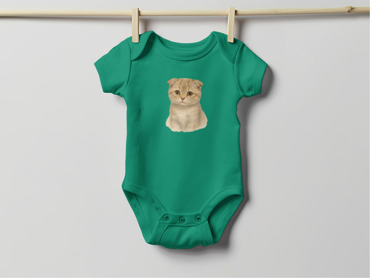 Adorable Kitten Graphic Green Baby Onesie product