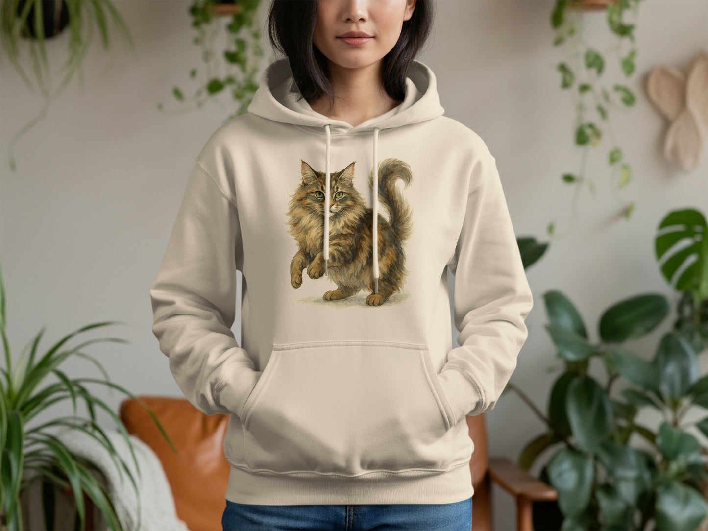 Cozy Feline Design Everyday Casual Hoodie product
