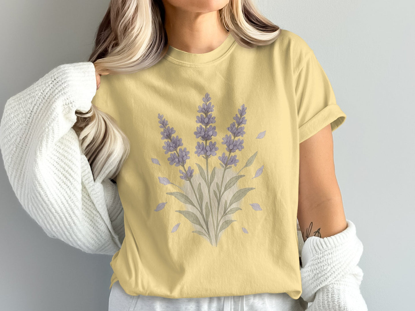 Lavender Floral Design Graphic T-shirt product type