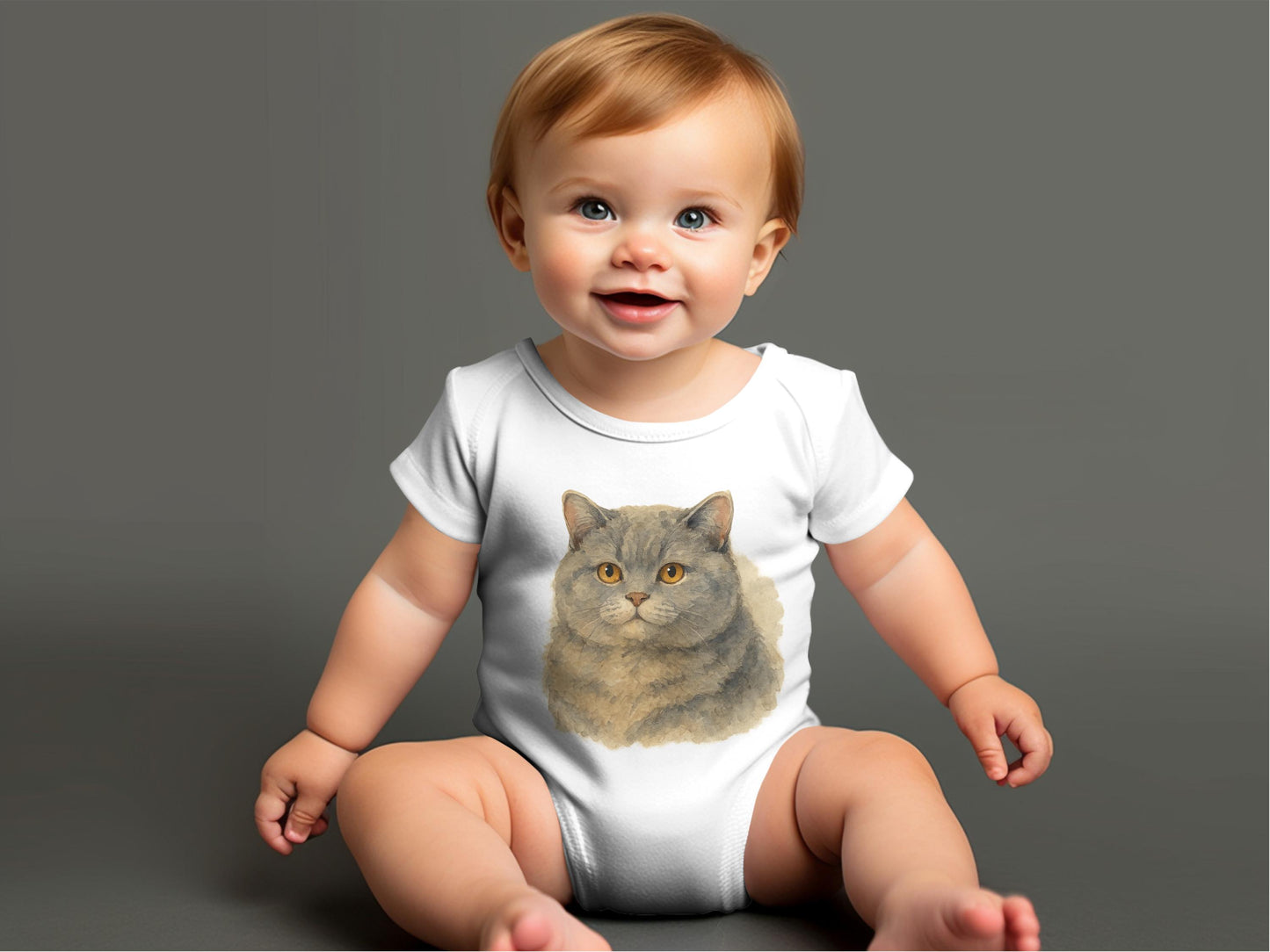 Adorable Baby Onesie Featuring Cute Cat Print product type