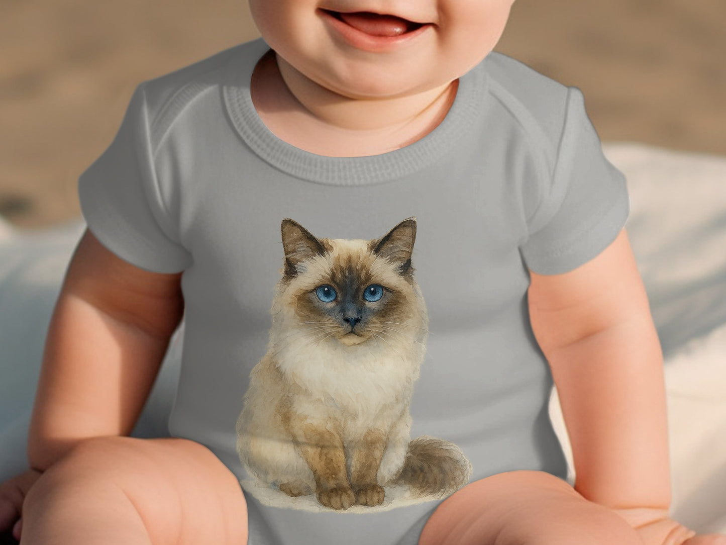 Adorable Baby Onesie Featuring Cute Cat Print product type