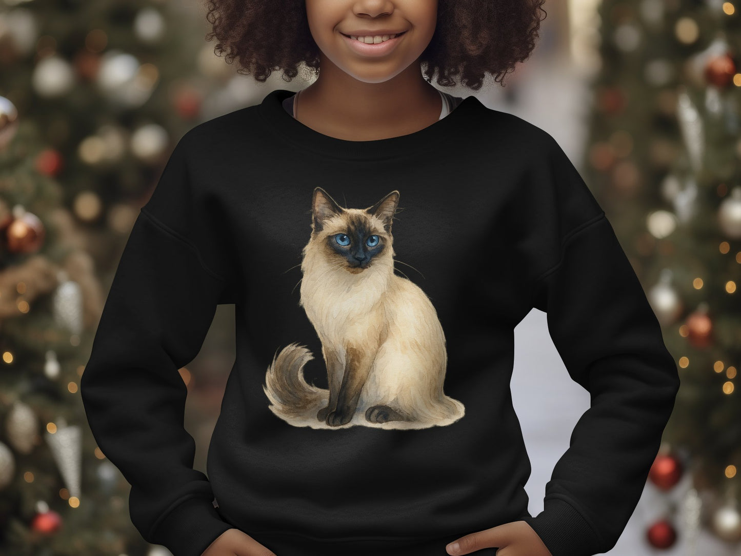 Siamese Cat Print Black Sweatshirt product type