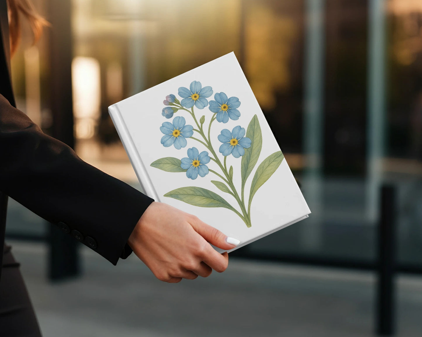 Elegant Blue Flower Artwork Hardcover Notebook product