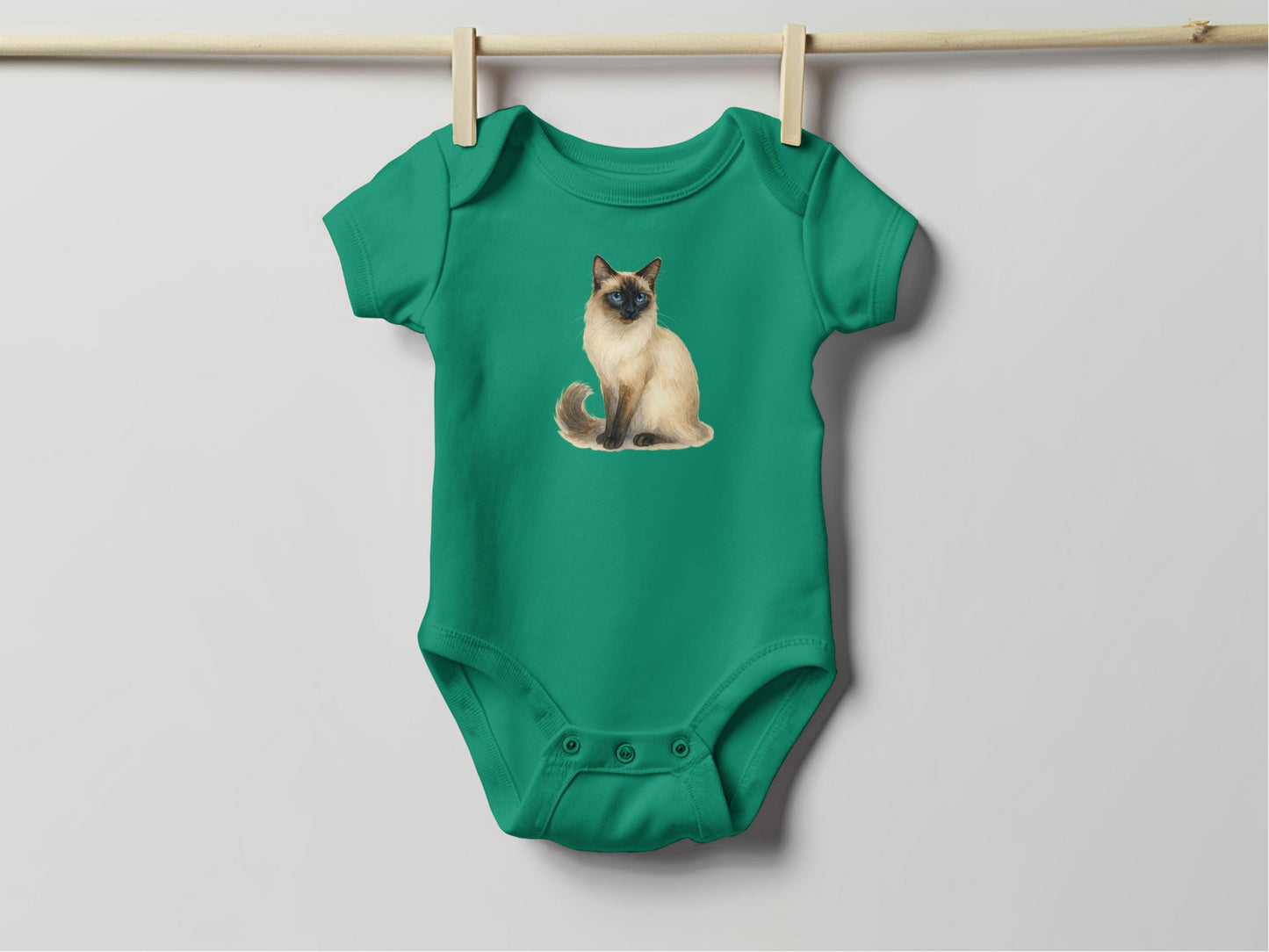 Adorable Cat Print Green Baby Onesie Clothing product