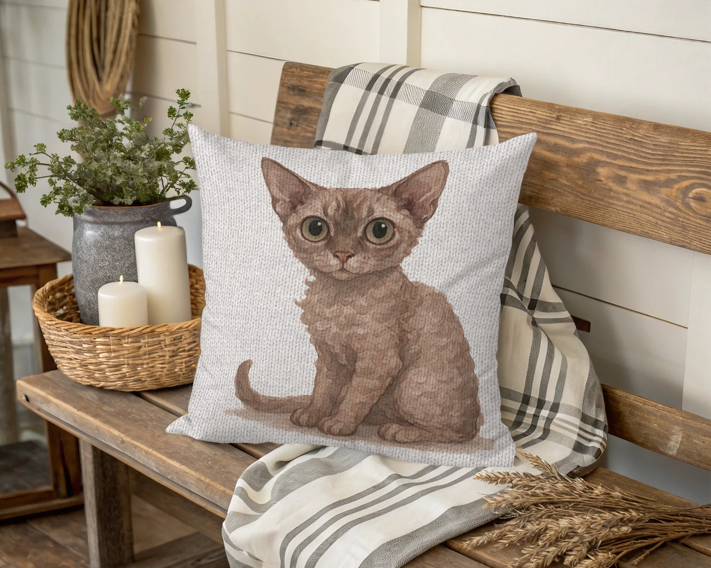 Adorable Kitten Illustration on Decorative Pillow product