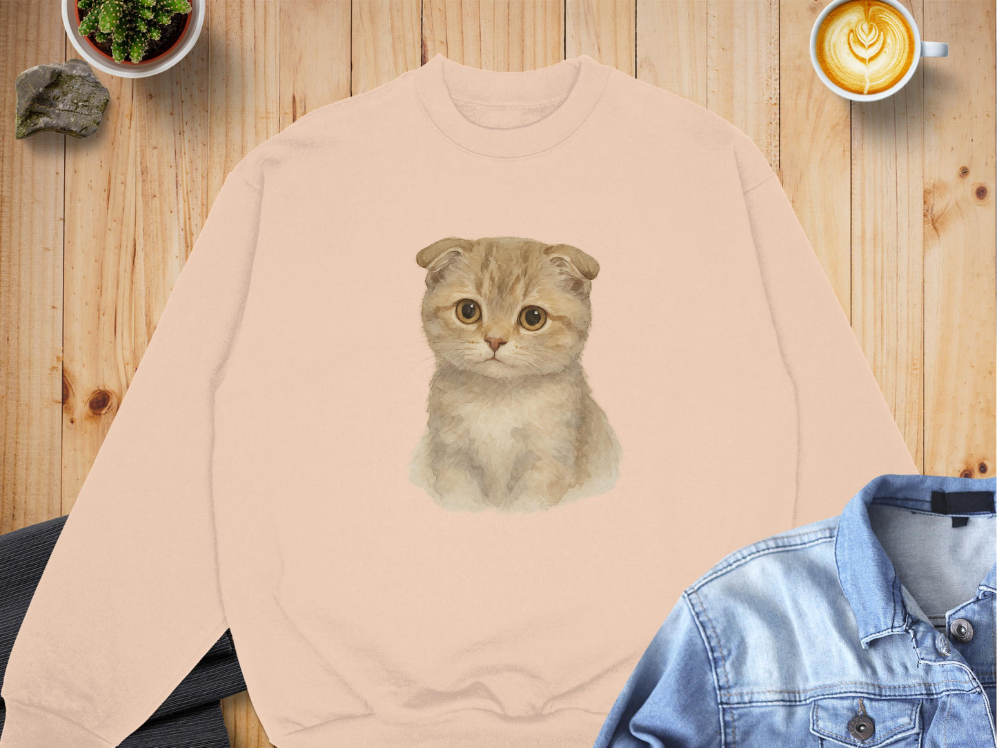 Cute Kitten Print Cozy Sweatshirt Casual Wear product type