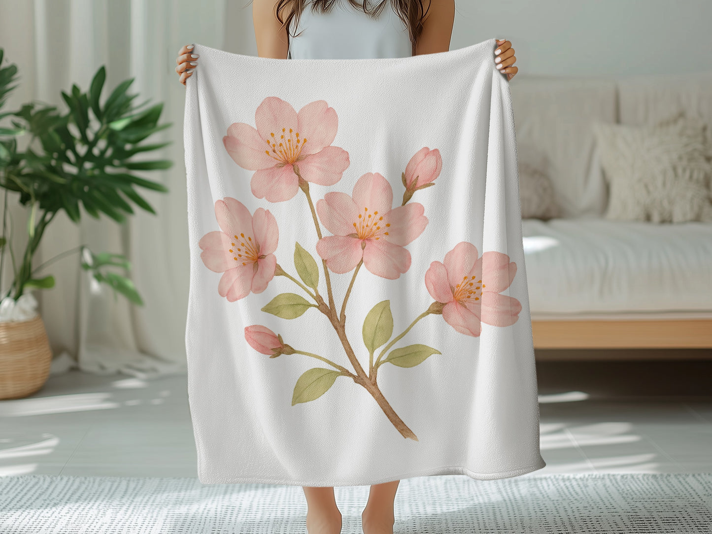 Elegant Blooming Cherry Blossom Design Blanket product type