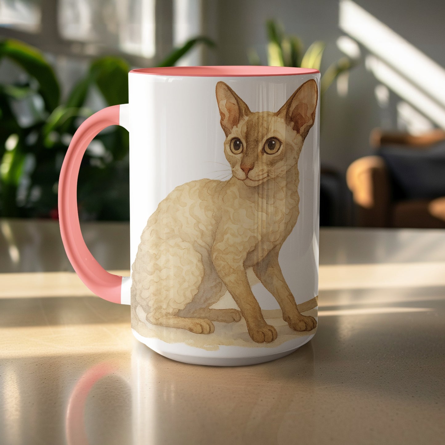 Curly Haired Cat Design Large Coffee Mug product
