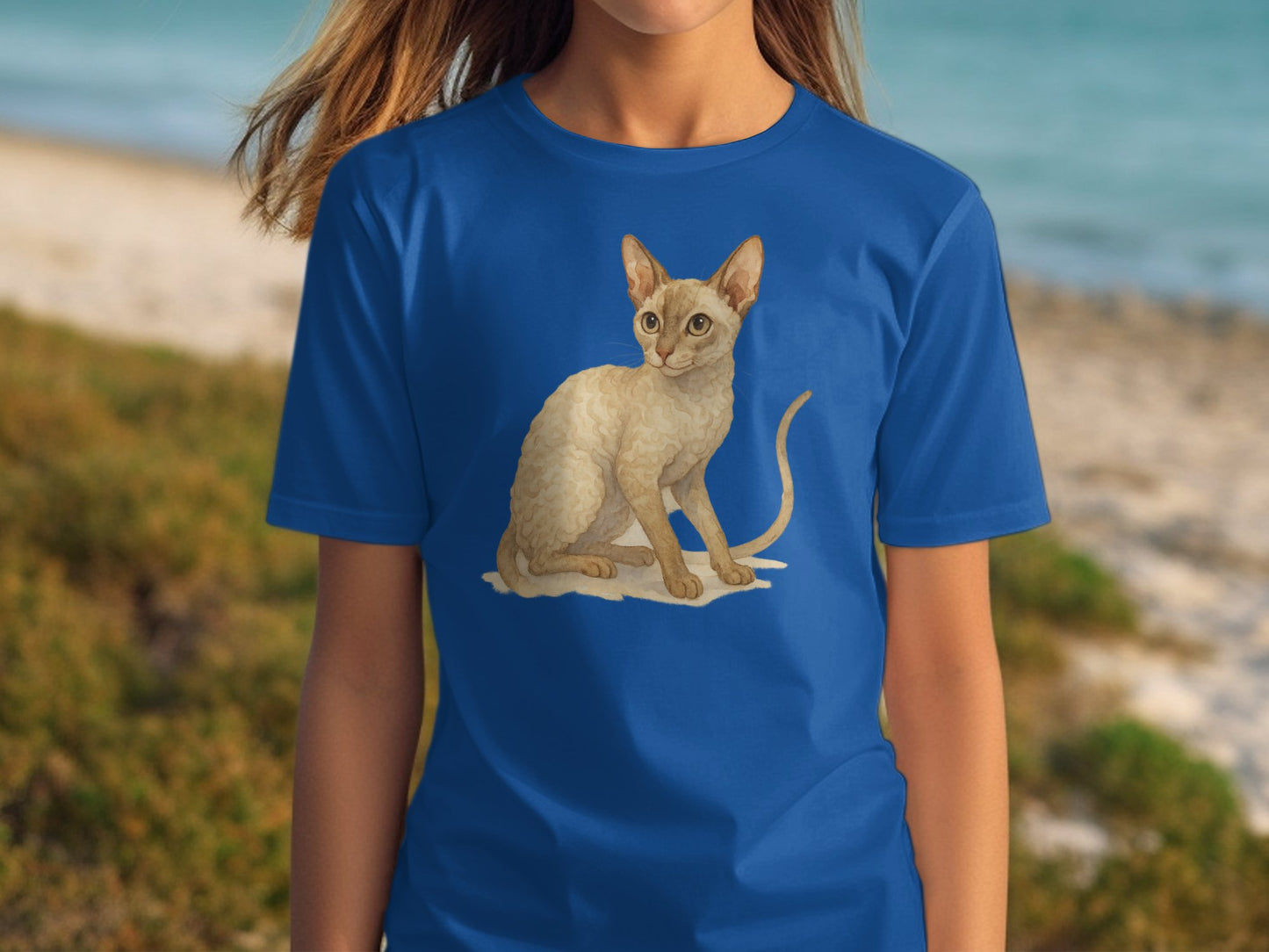 Unique Blue Shirt with Cat Print Design product type