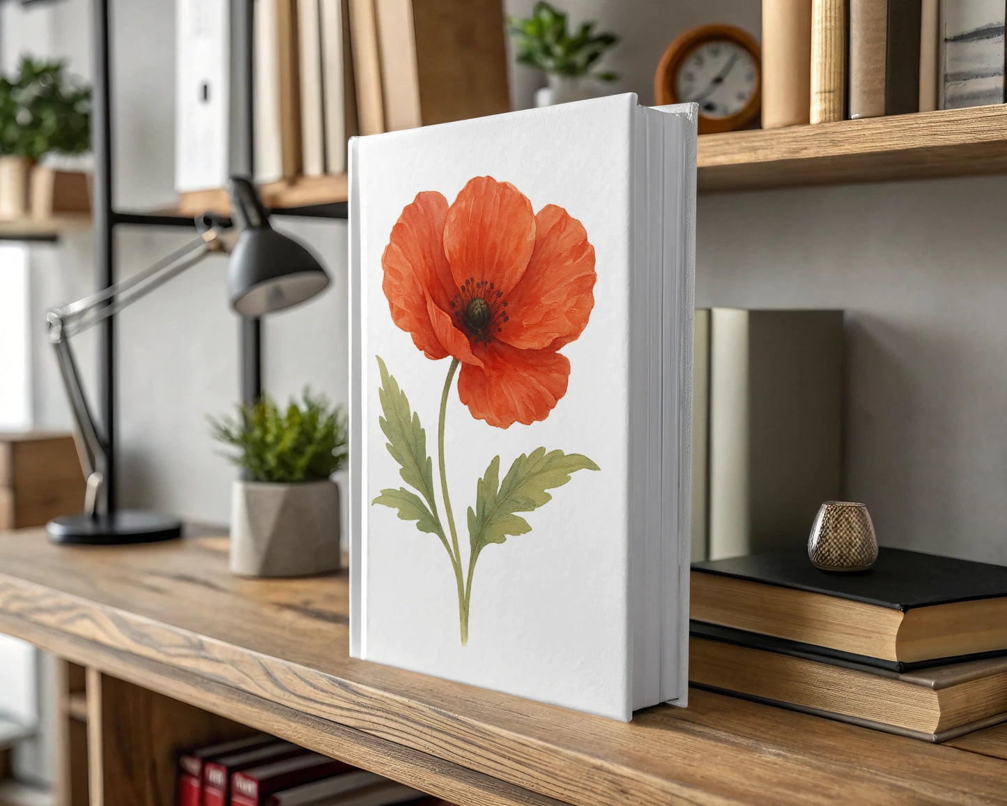 Botanical Art Book with Red Poppy on Cover product type