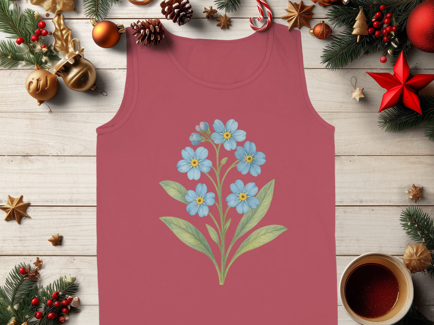 Floral Tank Top With Blue Flowers design product type