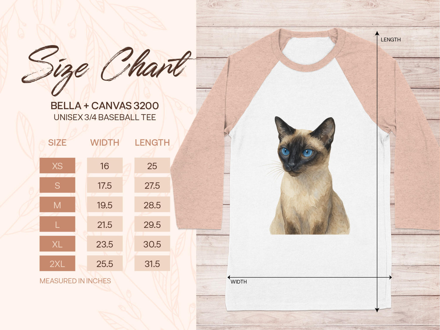 Siamese Cat Printed Unisex 3 4 Sleeve Baseball Tee product