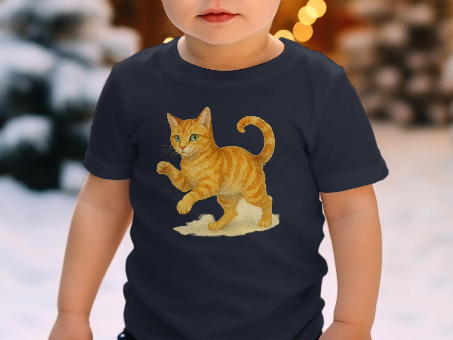 Cute Orange Cat Design Kids Short Sleeve Shirt product type