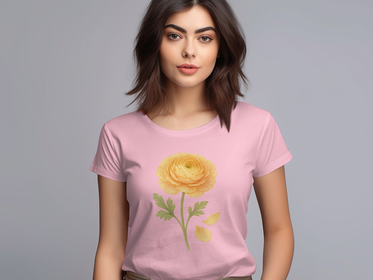 Stylish Pink T-Shirt with Yellow Flower Graphic product type