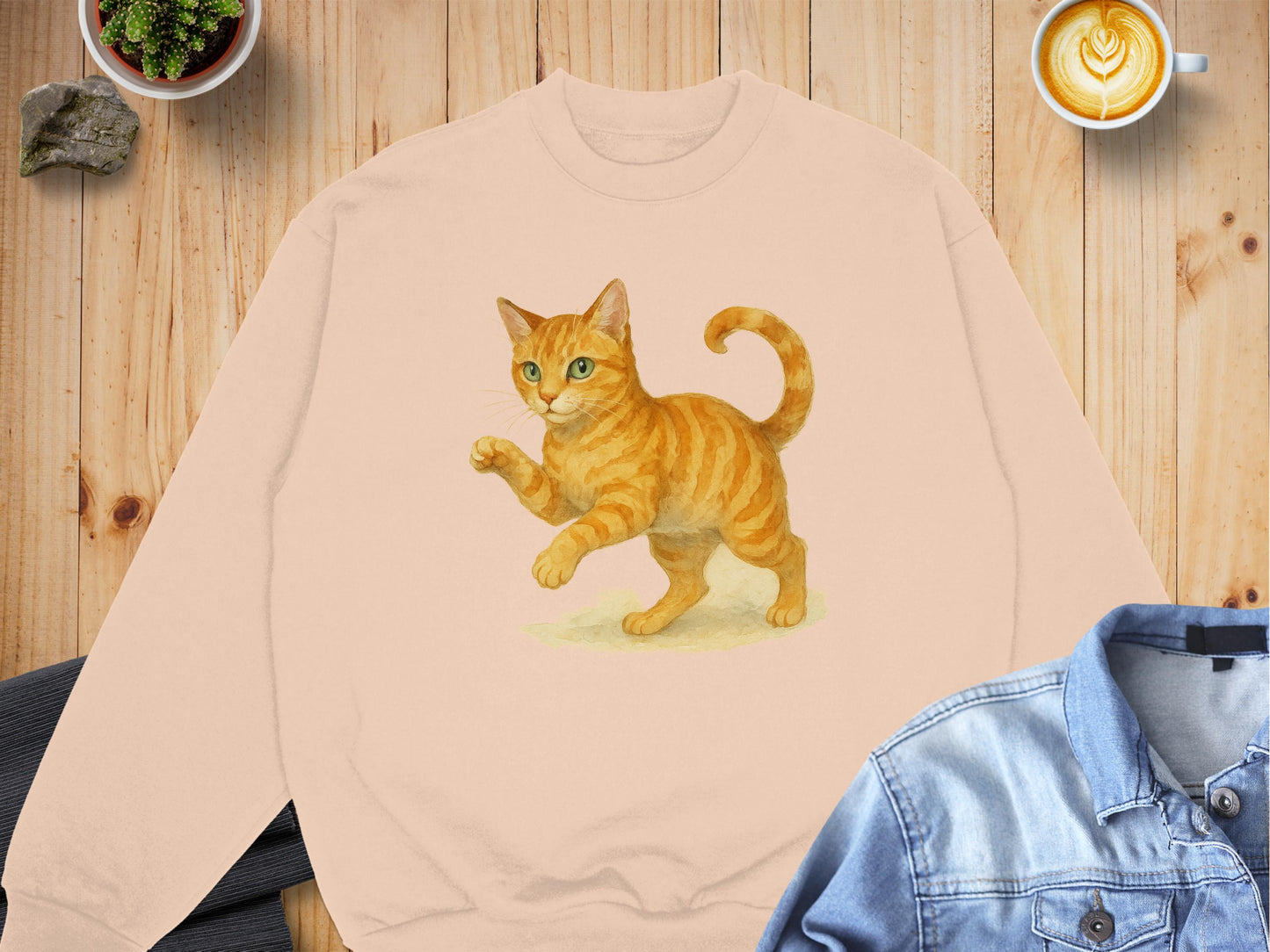 Adorable Playful Orange Cat Design Sweater product type