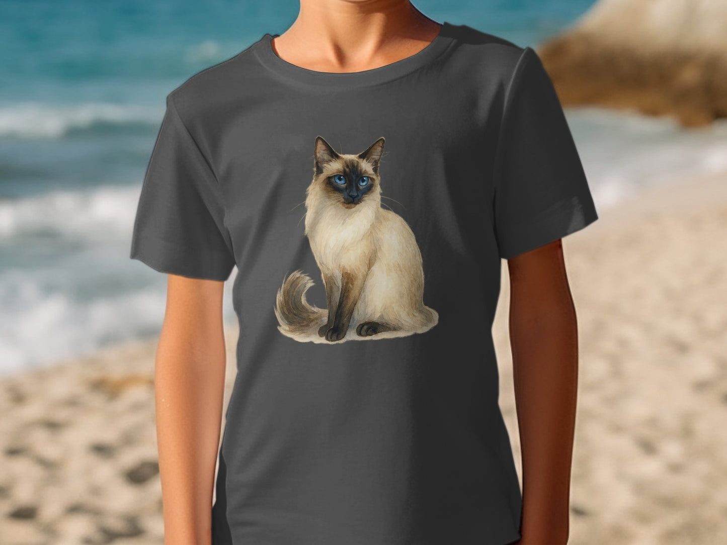 Cat Illustration Black T-Shirt Cute Fashion product