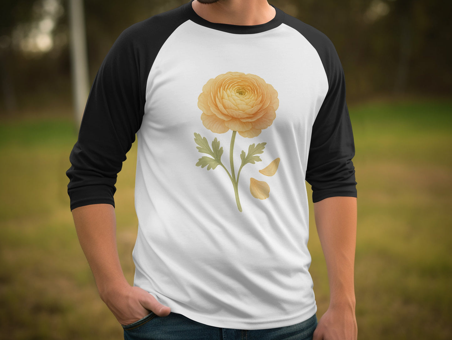 Unique Floral Design Black Sleeve Baseball Shirt product type