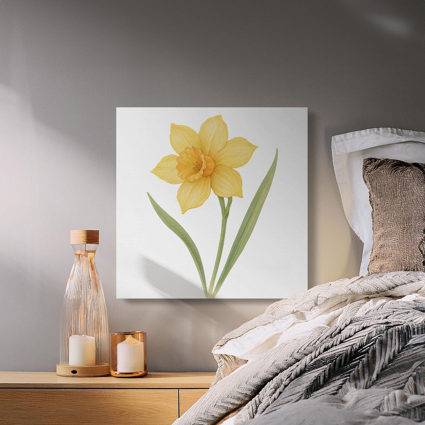 Vibrant Yellow Daffodil Wall Art Canvas for Home Decor product