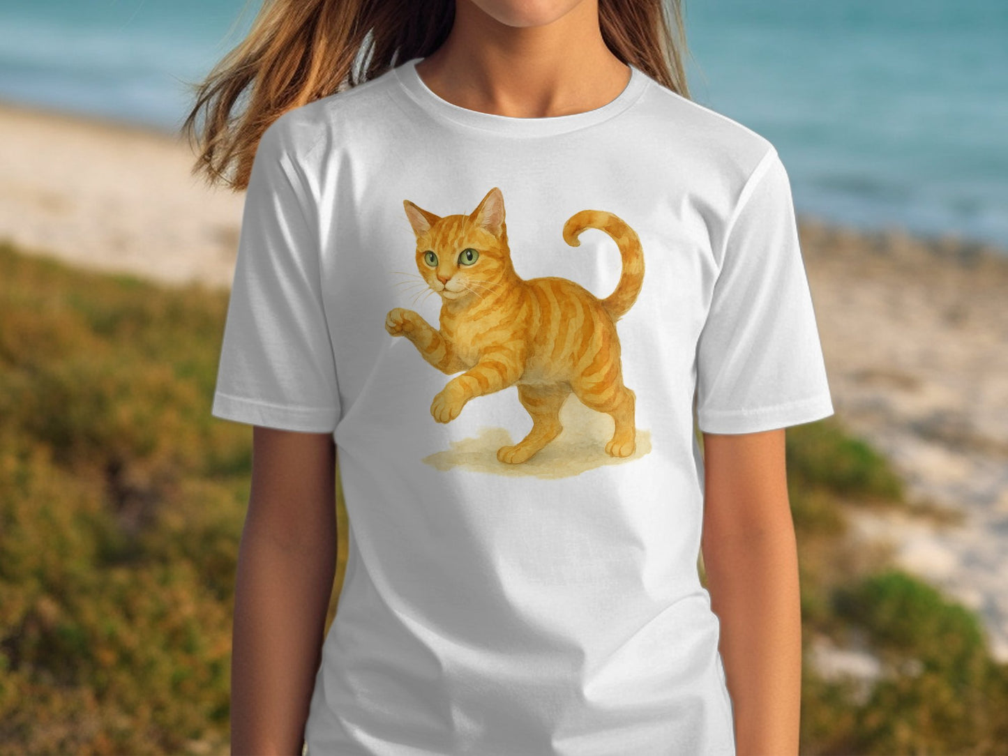 Playful Orange Cat Design on T-Shirt product