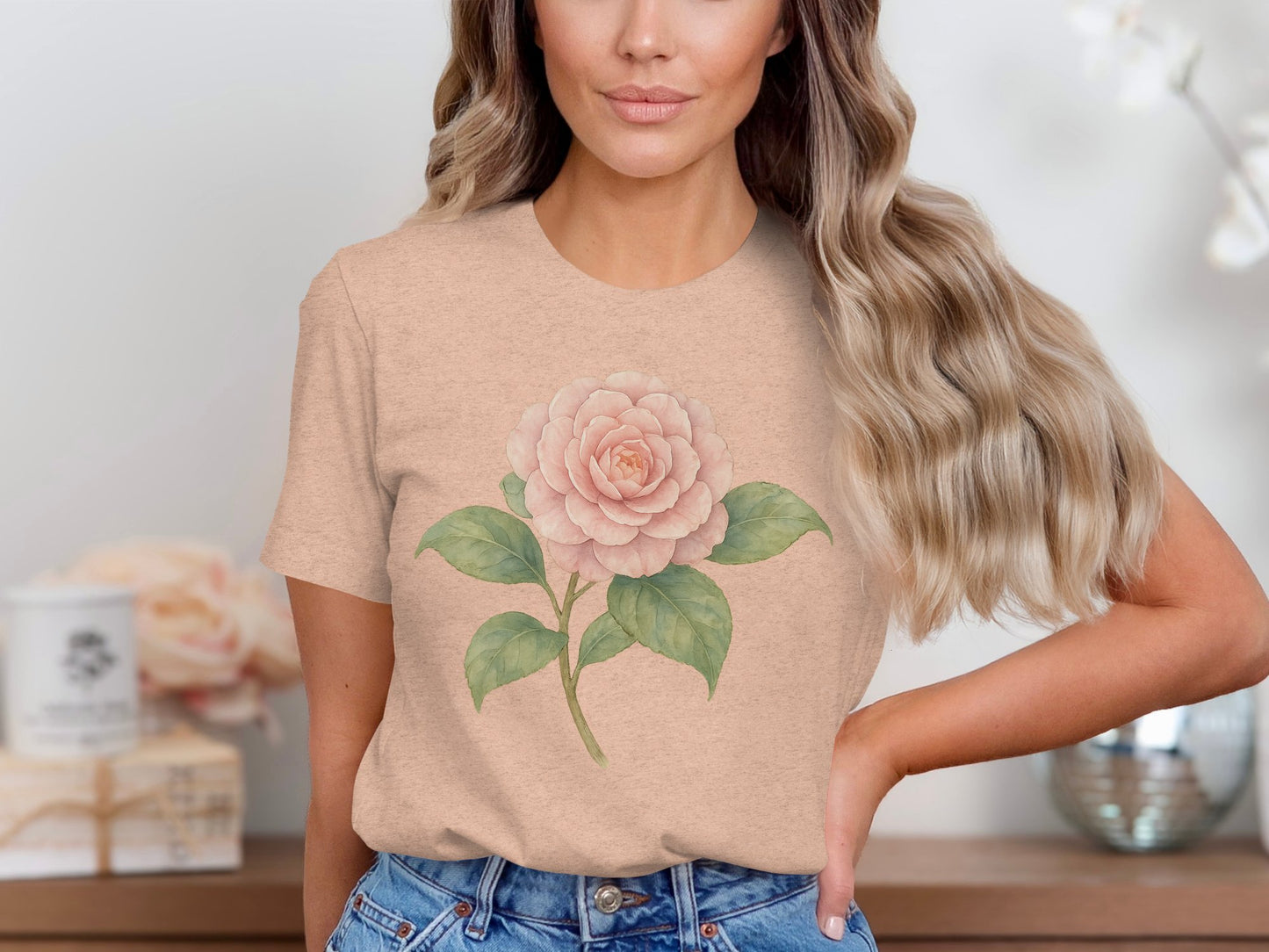 Beautiful Floral Design Casual Tee Shirt product