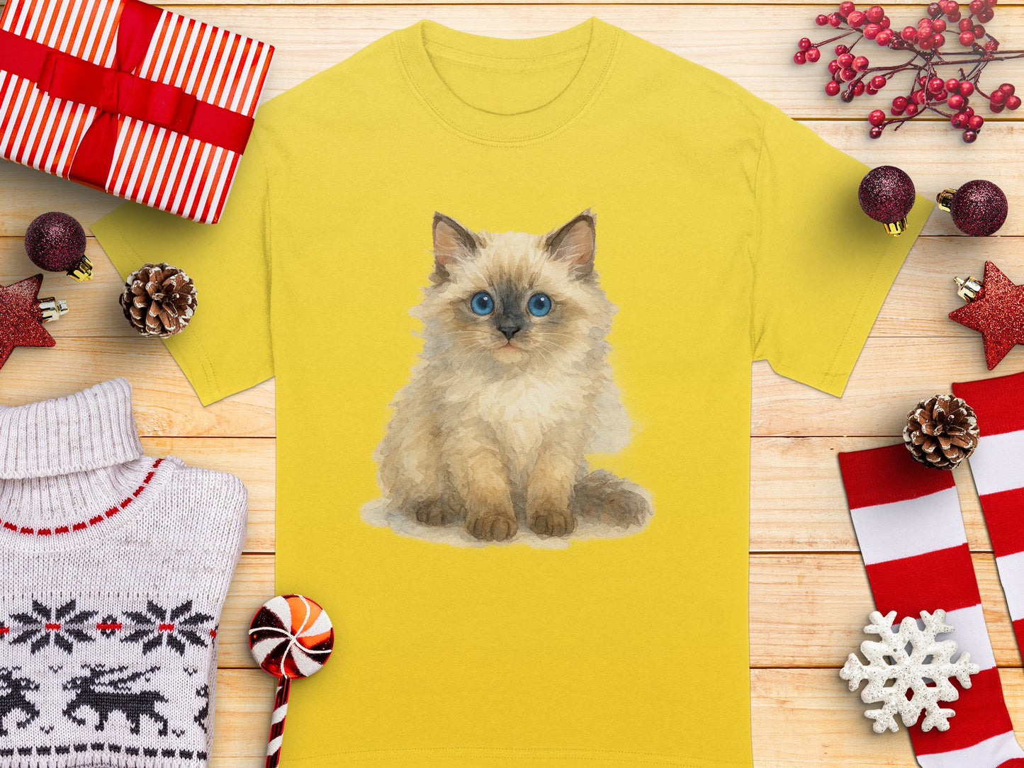 Cute Fluffy Kitten Graphic Tee Perfect Holiday T-Shirt product