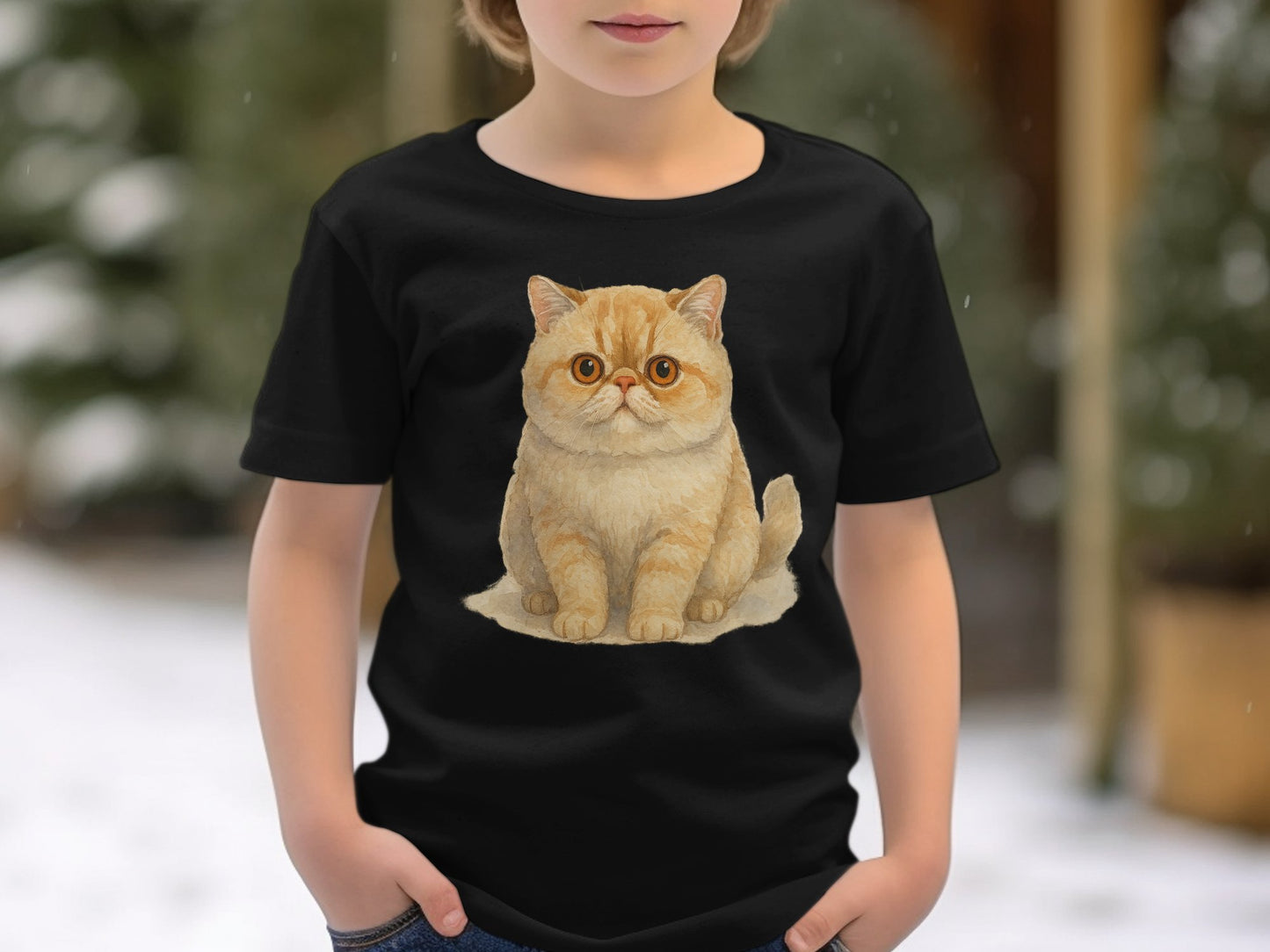 Cute Cat Print Black T-shirt Adorable Apparel product type