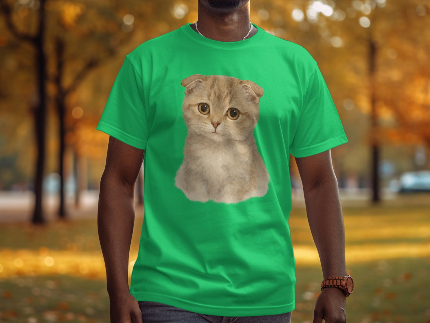 Cute Scottish Fold Cat Print Graphic Tee product type