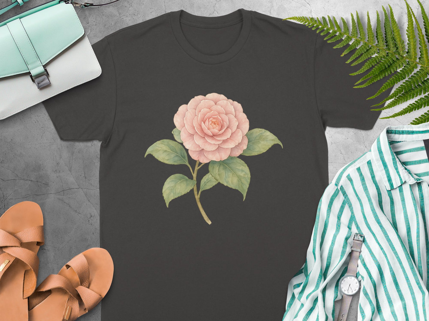 Elegant Gray T-Shirt with Pink Flower Design product