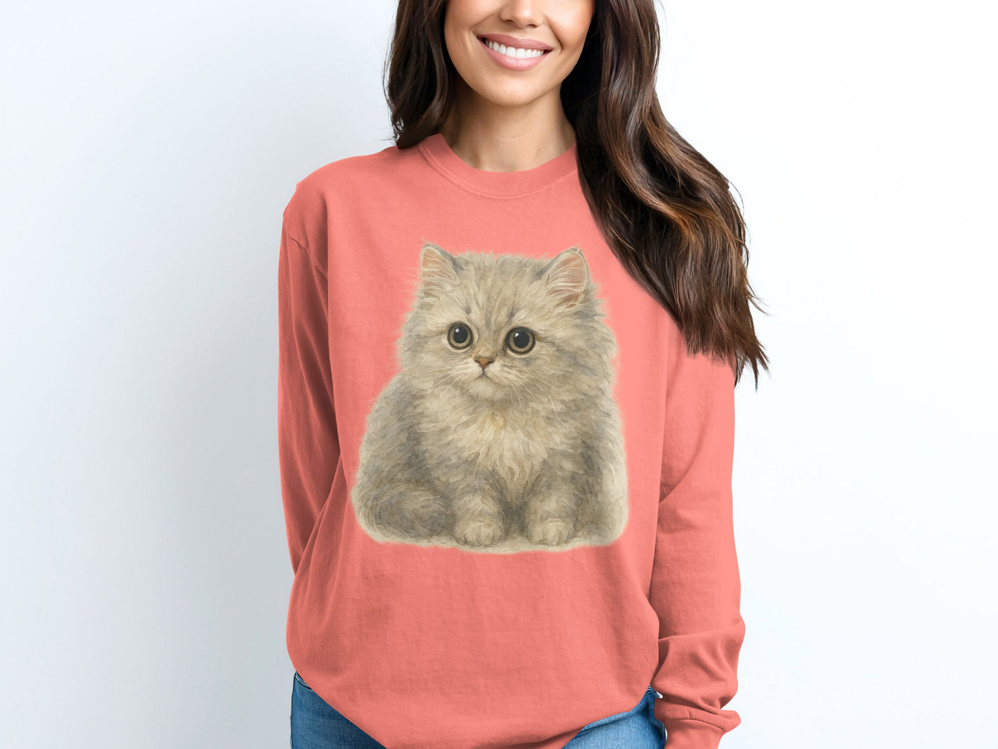 Cute Fluffy Kitten Illustration on Casual Wear product type