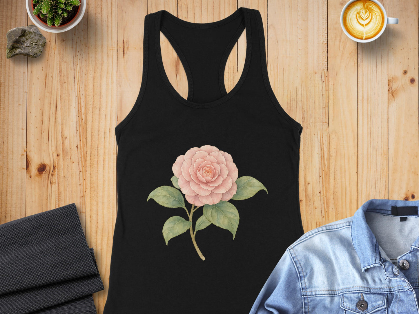 Elegant Black Tank Top with Floral Design product
