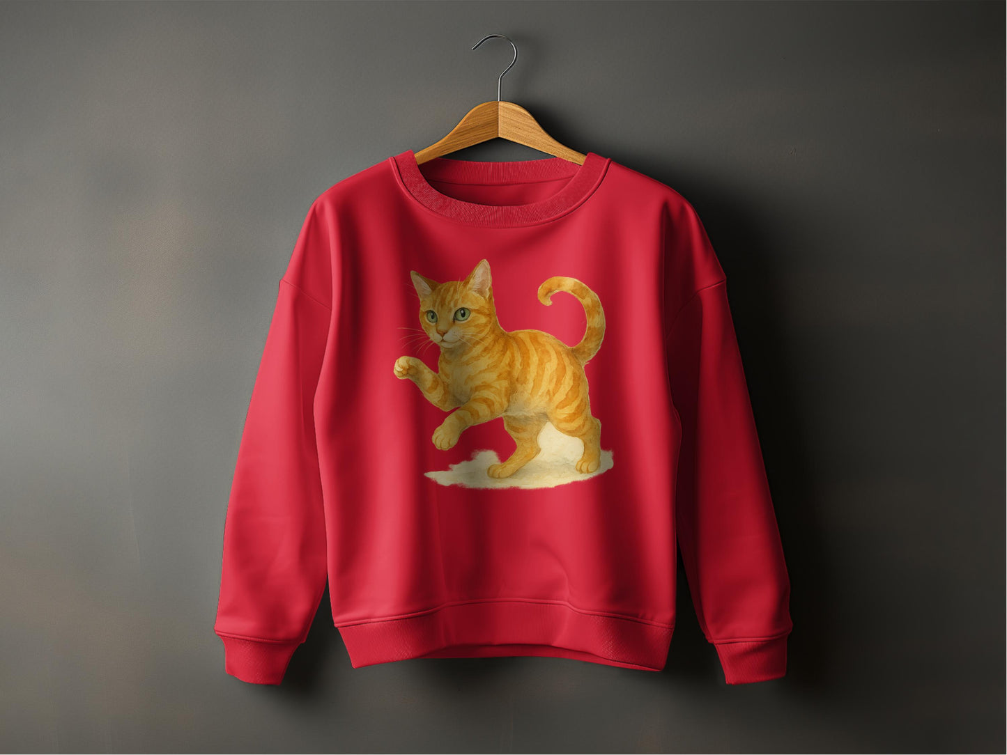 Playful Cat Graphic Red Sweatshirt product type