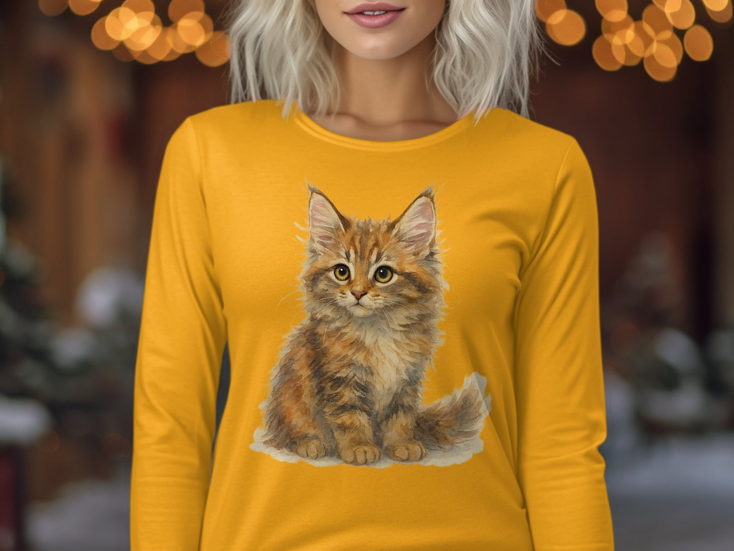 Cute Fluffy Kitten Graphic Long Sleeve Shirt product type