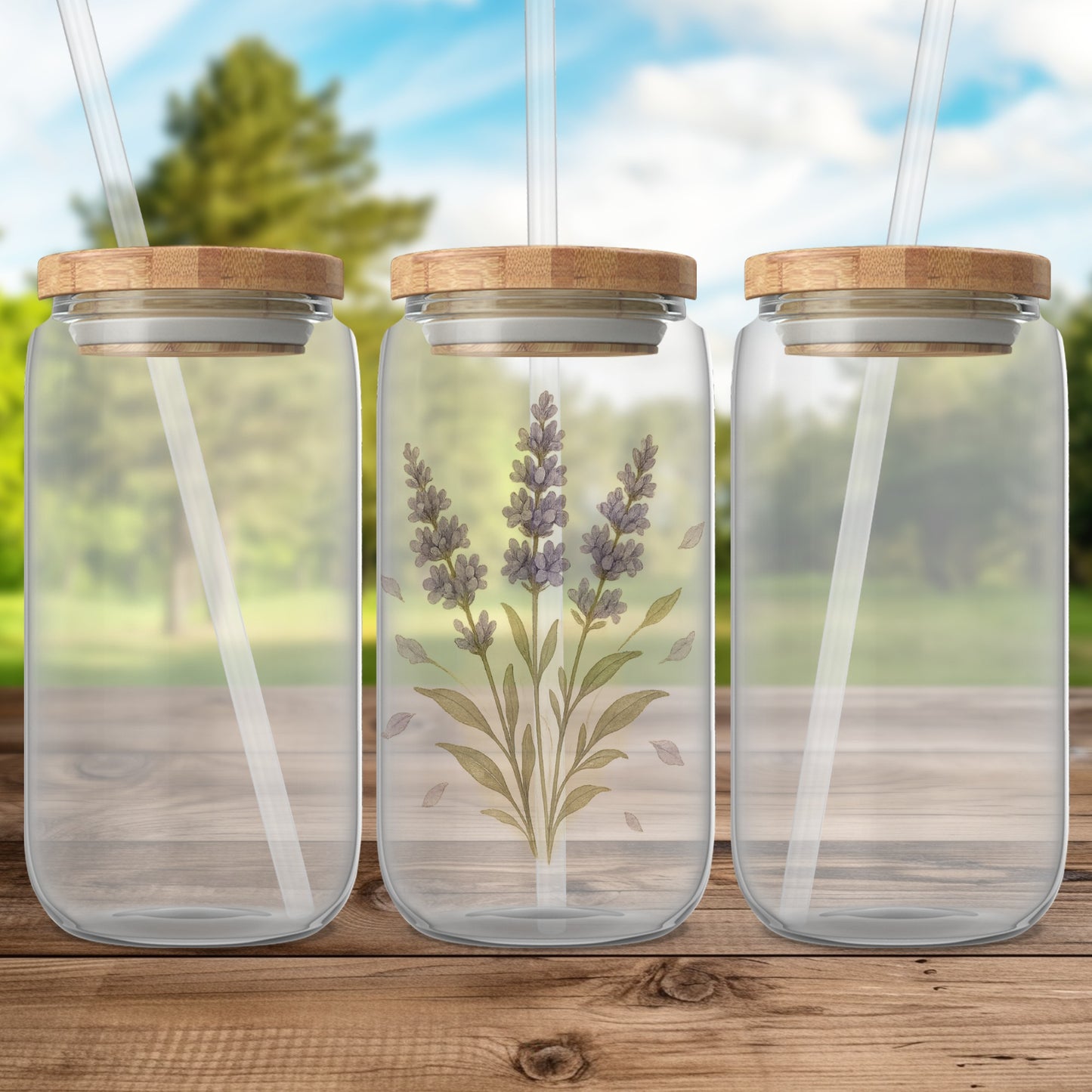 Lavender Design Glass Jars with Bamboo Lids product