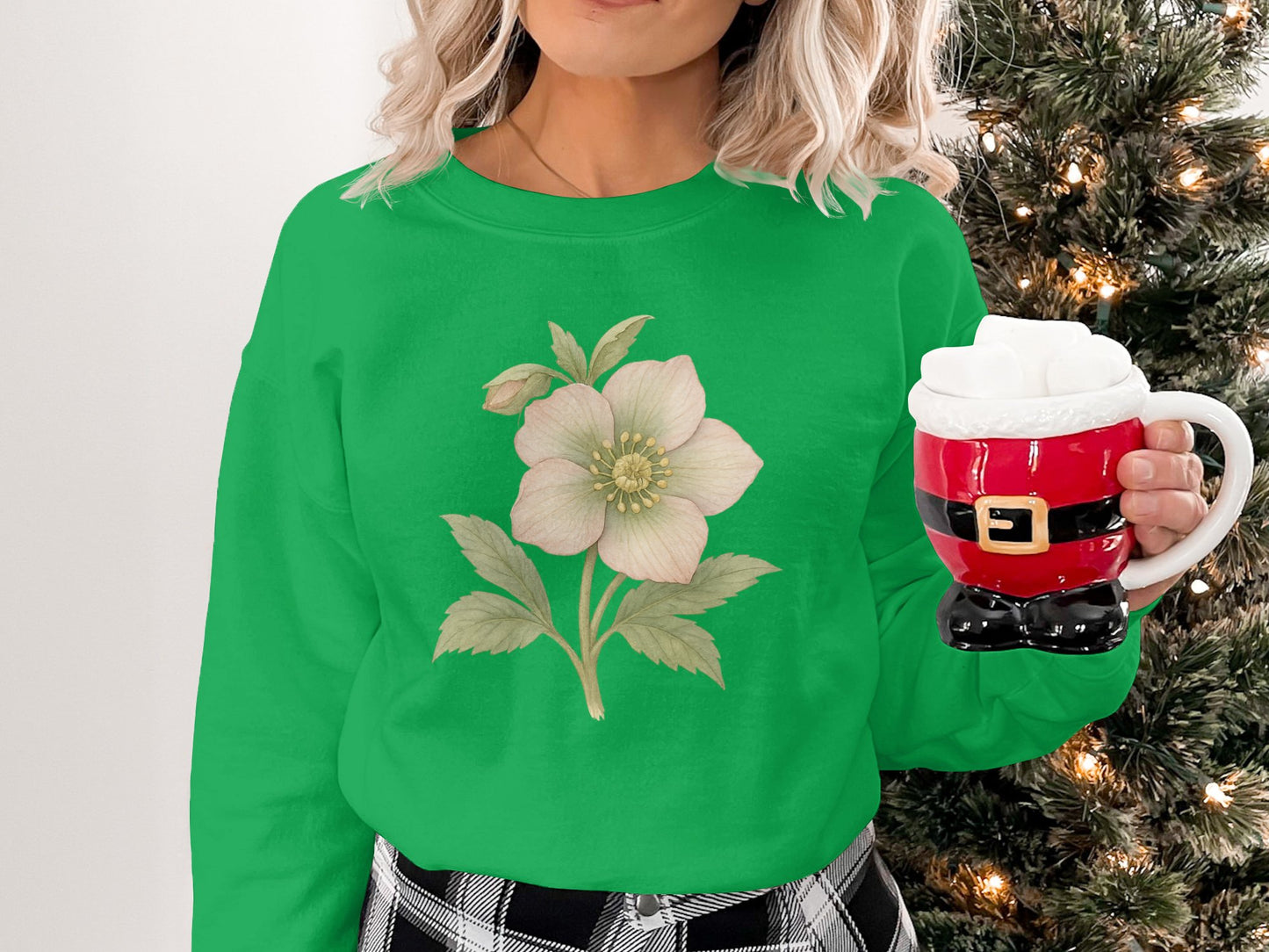 Festive Holiday Flower Graphic Long Sleeve Shirt product