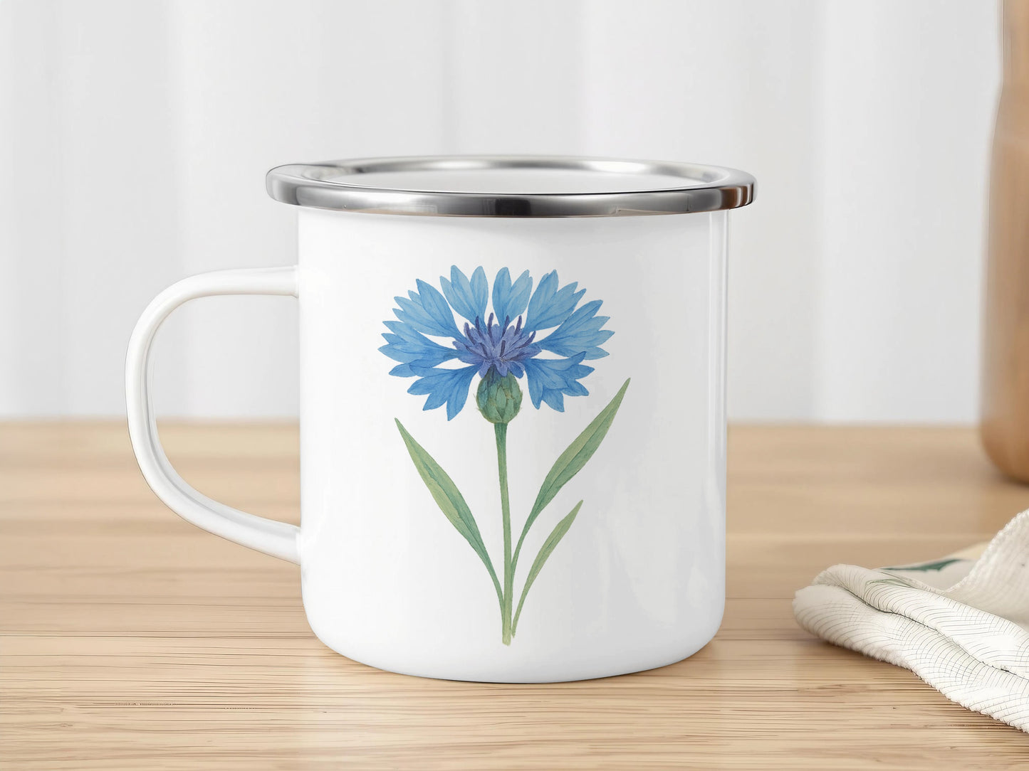 Blue Flower Design Printed Mug Enamel Coffee product type