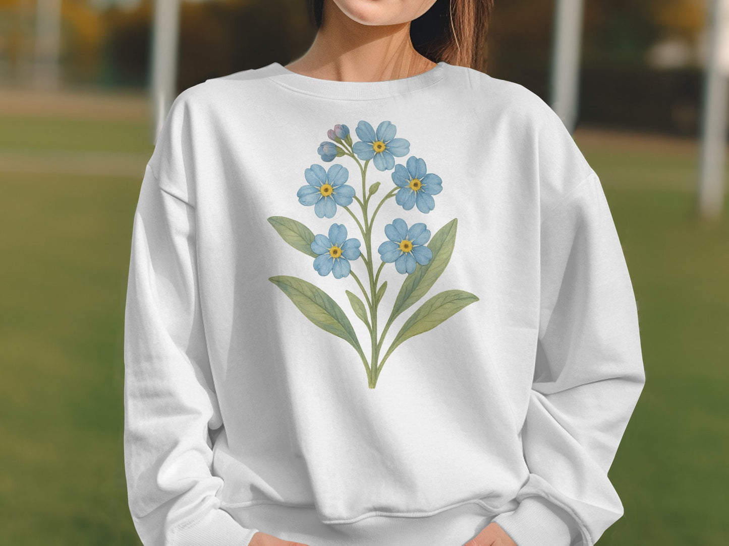 Blue Flowers Design Printed Sweatshirt Product