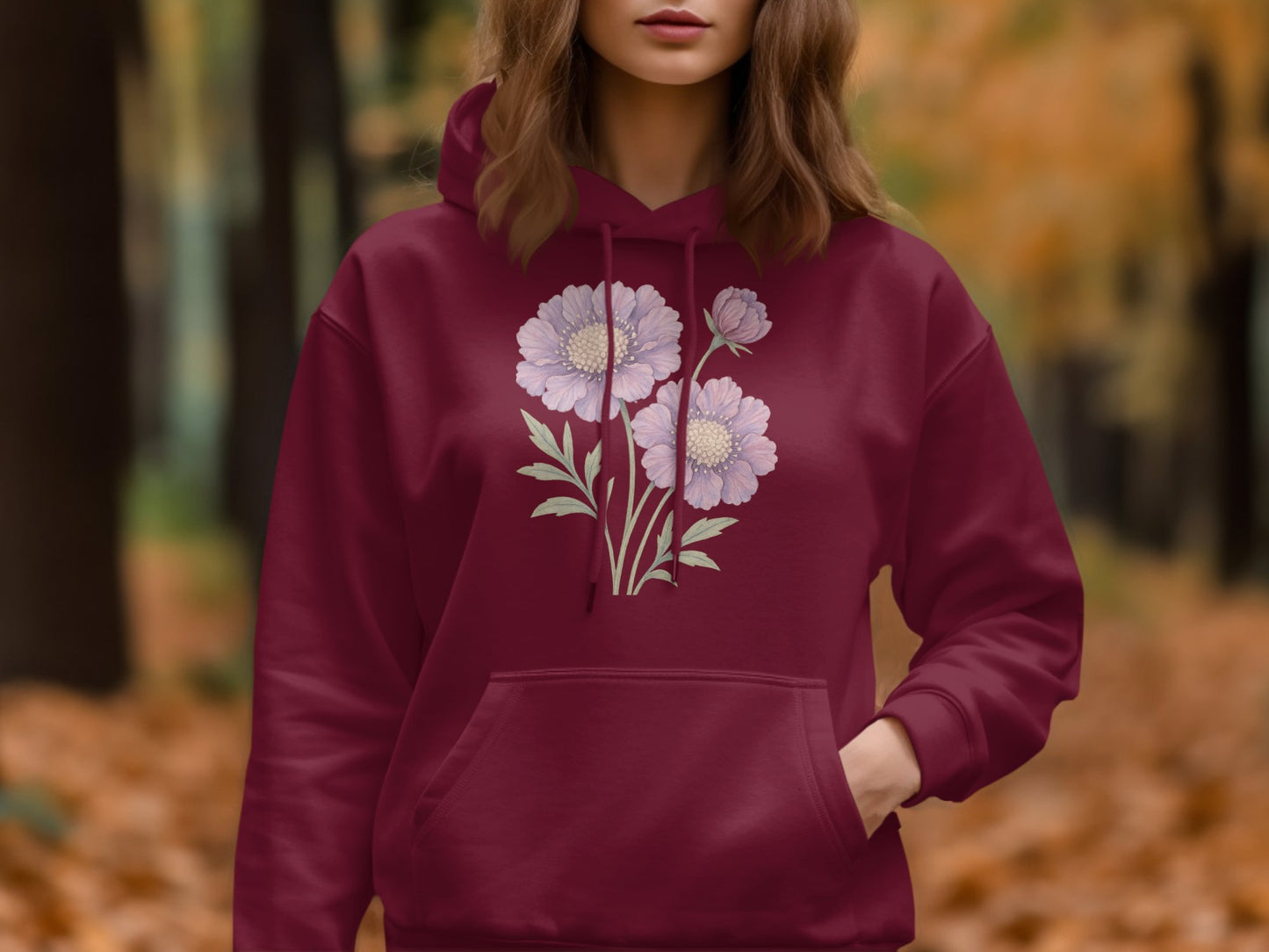 Floral Graphic Maroon Hoodie Casual Wear product