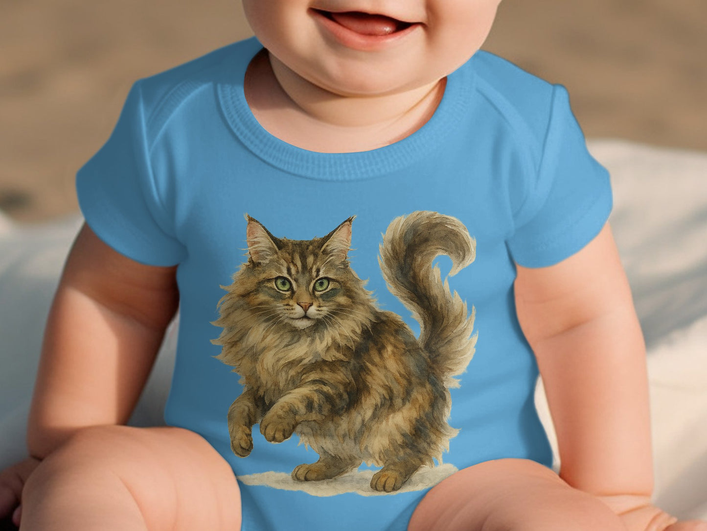 Adorable Fluffy Cat Illustration Baby Bodysuit product type