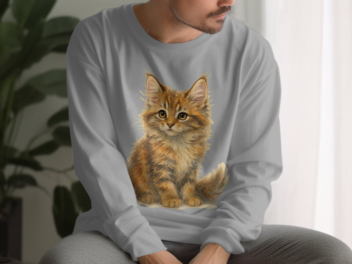 Cute Kitten Design Long Sleeve Shirt product type