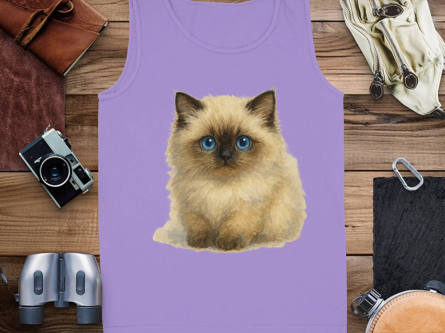 Cute Kitten Print on Light Purple Tank Top product type