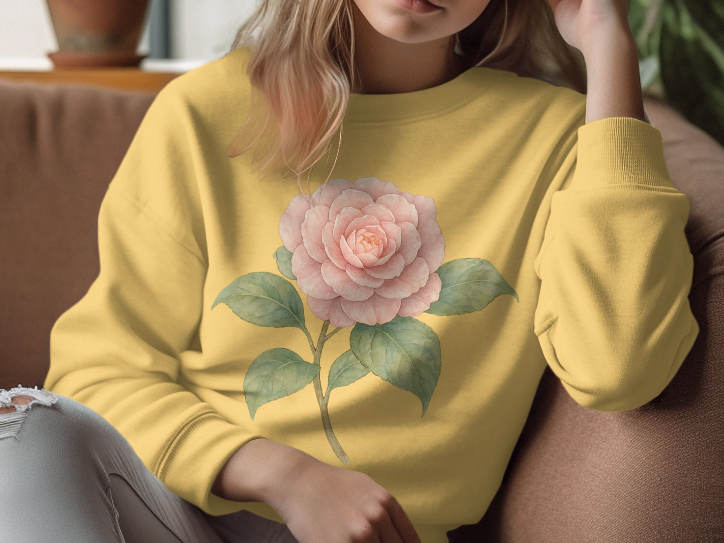 Pastel Pink Floral Pattern Women's Sweatshirt product type