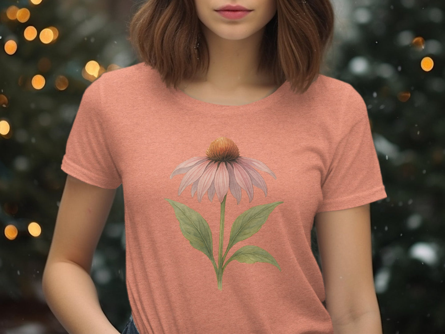 Pink Graphic Tee with Flower Illustration product type