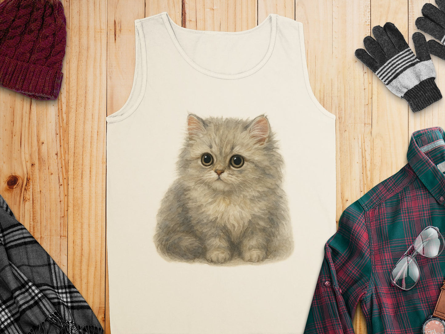 Cute Fluffy Kitty Graphic on Comfortable Tank product