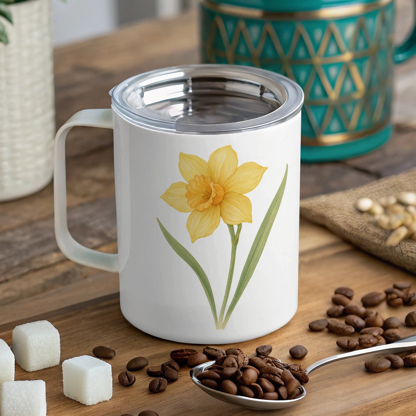 Yellow Daffodil Print Coffee Mug adds a touch of spring product type