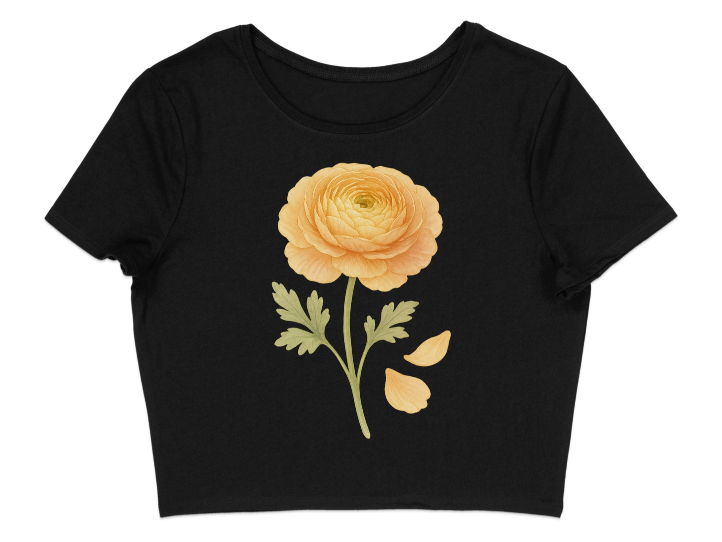 Beautiful Floral Graphic Black Cropped Tee shirt product