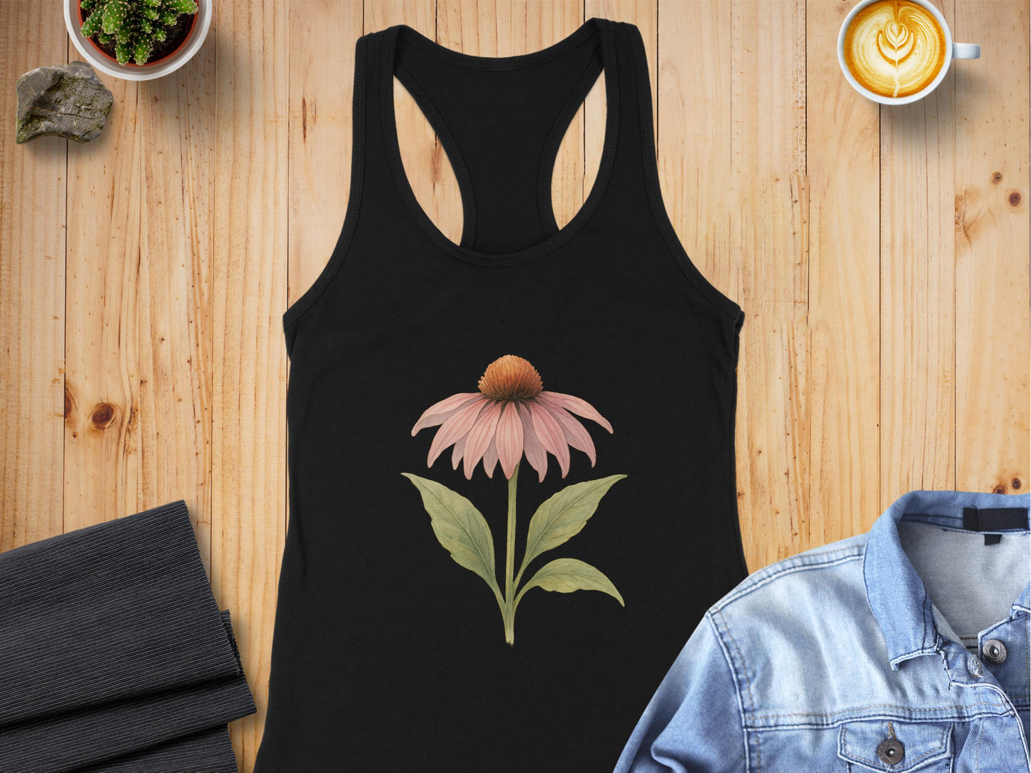 Stunning Black Tank Top with Elegant Flower Design product